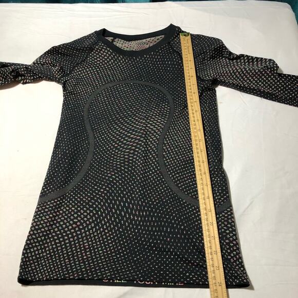Lululemon swifty tech grid warp black neon multicolor womens long sleeve top 6 - Picture 4 of 10